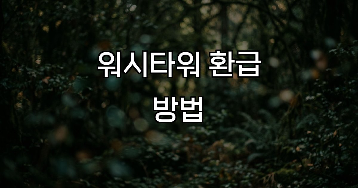 워시타워 환급 방법 절차 준비물 신청 팁